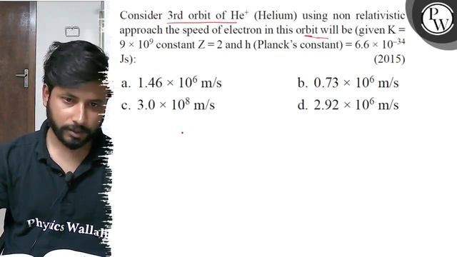 Consider 3rd orbit of He^+(Helium) using non relativistic approach the speed of electron in this .. смотреть онлайн