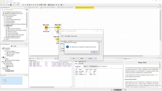 KNIME - Splitting Cell By Space (regex)