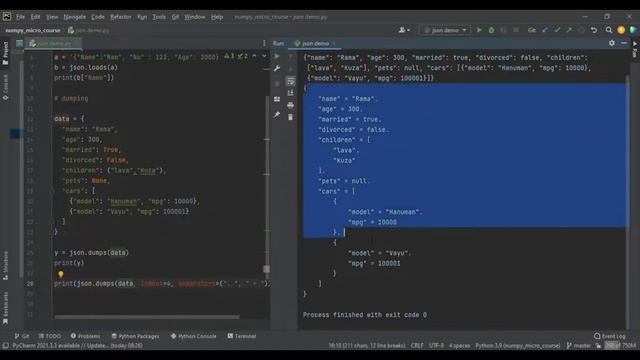 Python JSON demo смотреть онлайн