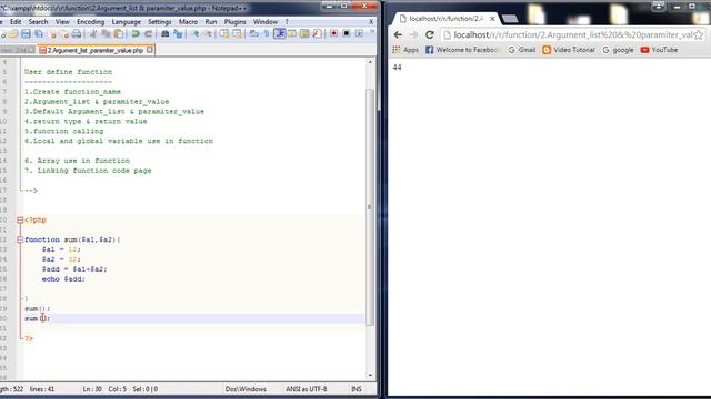 40. How to create PHP function Argument list & paramiter value part 1 смотреть онлайн