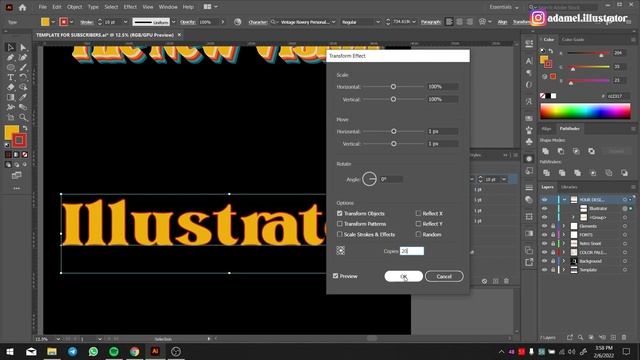 Retro Text Effect Illustrator | Retro Effect كتابة النص ب смотреть онлайн