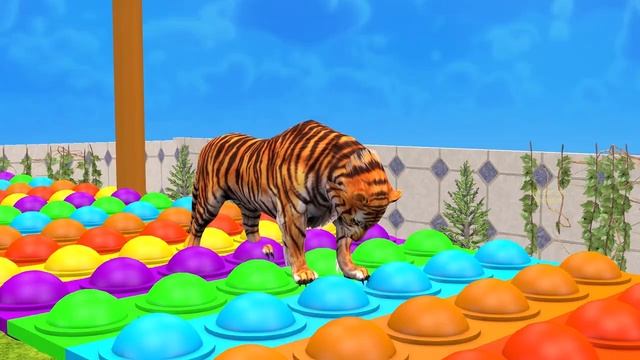 Animals Obstacles! With Cow, Gorilla, Mammoth, T Rex, Tiger, Lion Jump Game Animation