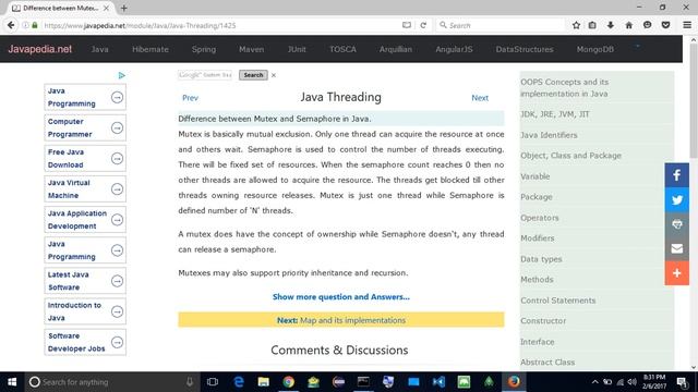 Difference between Mutex and Semaphore in Java.
| javapedia.net смотреть онлайн