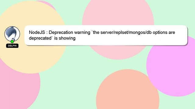 NodeJS : Deprecation warning `the server/replset/mongos/db options are deprecated` is showing смотреть онлайн