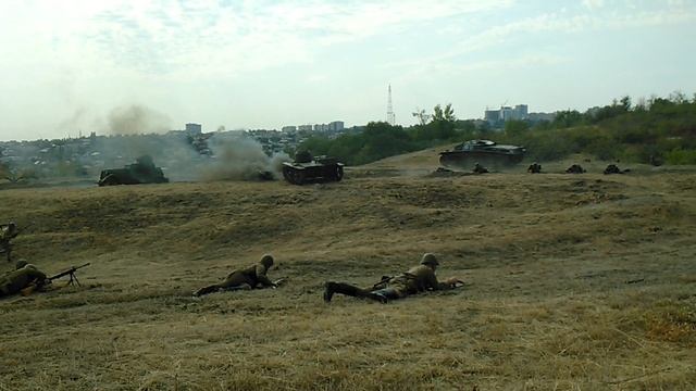 Военно-историческая реконструкция. Бой за Мамаев Курган 1942. Сегодня 24 августа 2019. смотреть онлайн