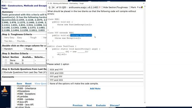 Overriding methods cannot introduce new checked exceptions (enthuware.ocajp.i.v8.2.1483) смотреть онлайн