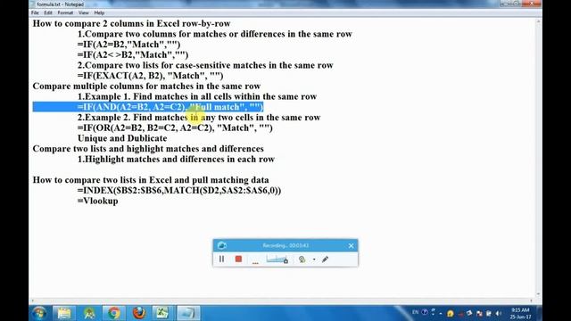 How to compare two columns in Excel for matches and differences in தமிழ் வழி பயிற்சி смотреть онлайн