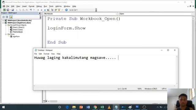 Paano Gumawa ng Log in system gamit ang Excel at VBA with Macro\\How to create Log in system. Part смотреть онлайн