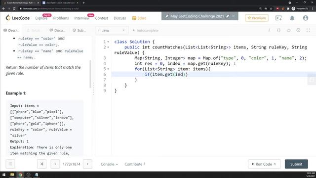 LeetCode 1773 | Count Items Matching a Rule | Map | Java смотреть онлайн