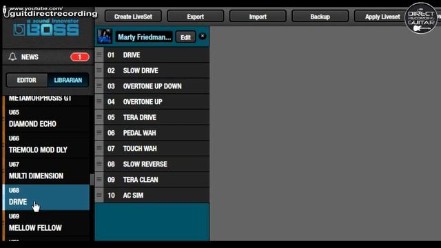 How to Import Free LIVE SETS from TONE CENTRAL / BOSS GT 1, GT 100, ME 80. смотреть онлайн