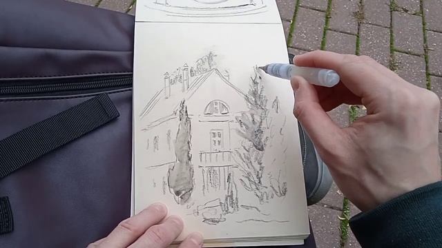 Два наброска в усадьбе Свиблово. Художник Федор Усачев смотреть онлайн