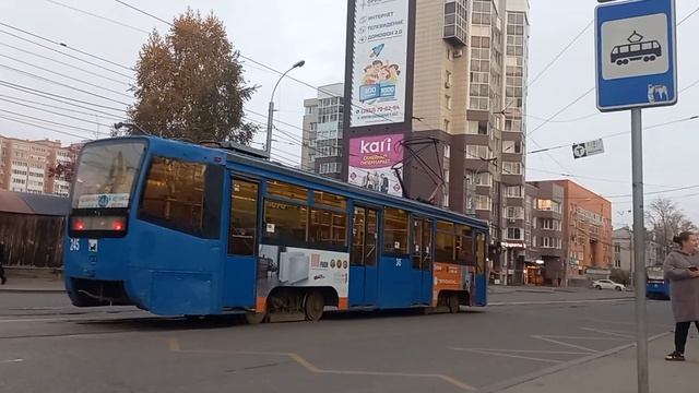 Трамвай 71-619КТ [№245] по 4А маршруту. Следует на маршрут смотреть онлайн