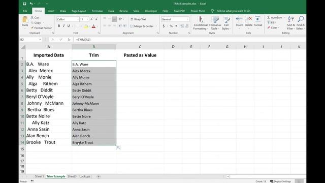 Quick way to remove extra (unwanted) spaces from text in Excel - TRIM function смотреть онлайн