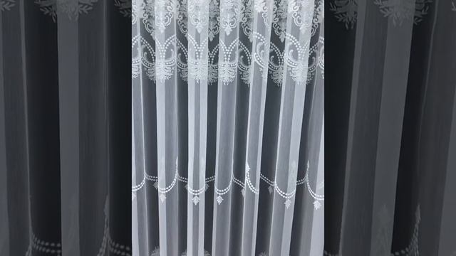Красивая тюль на основе бамбука с плотной вышивкой. Цвет: Молочный смотреть онлайн