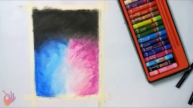 How to Draw night sky mountain scenery drawing for beginners with oil pastels смотреть онлайн