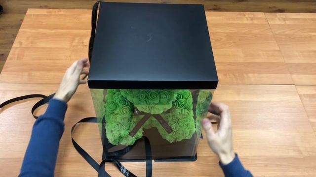 Зеленый мишка из роз 40 см. Видео обзор смотреть онлайн