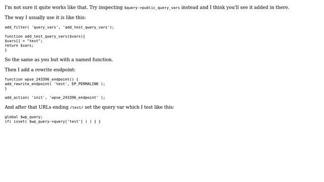 Wordpress: query_vars filter not working even though query string parameter is present смотреть онлайн
