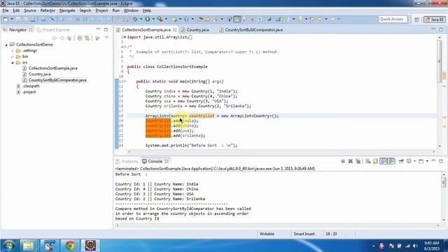 Collections (How to sort List of User-defined Objects in Asc order using Comparator?) смотреть онлайн