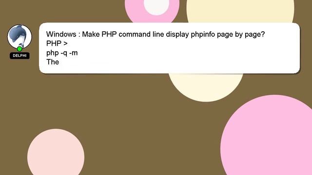 Windows : Make PHP command line display phpinfo page by page? смотреть онлайн