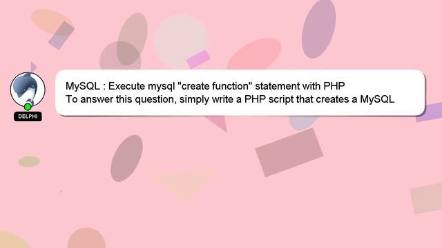 MySQL : Execute mysql "create function" statement with PHP смотреть онлайн