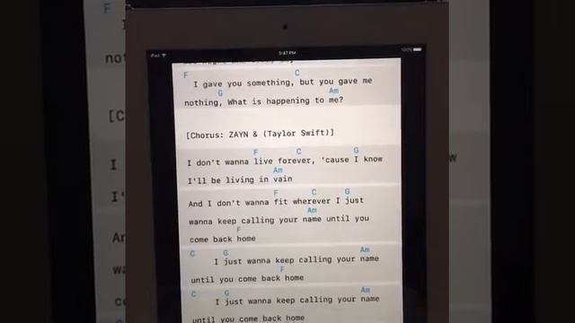 I don't wanna live forever - guitar chords смотреть онлайн