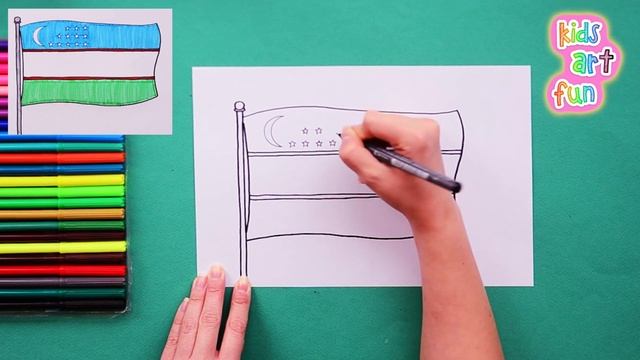 How to draw National Flag of Uzbekistan смотреть онлайн