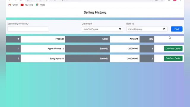 Design a responsive selling history page for E-commerce application Java institute-Web programming смотреть онлайн