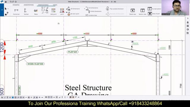Free Dimensioning in GA Drawing | Add & Remove nodes in Dimension || Last Class of Steel Project смотреть онлайн