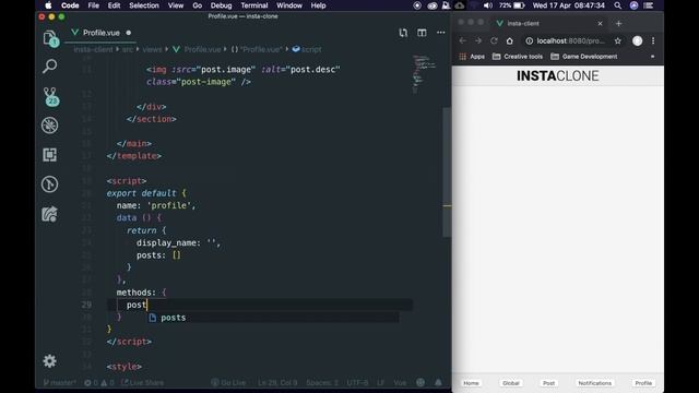 How to make an INSTAGRAM clone - Profile Vue - Part 7 - Day 56 - #100DaysOfCode смотреть онлайн