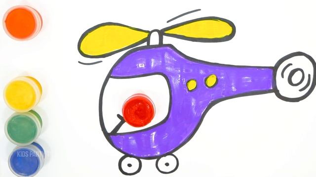 Учим Цвета Рисуем Вертолетик | Мультики раскраски для Детей смотреть онлайн