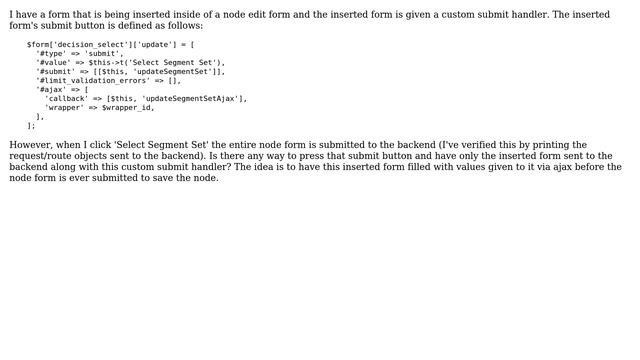 Drupal: Fire custom submit handler in form embedded in node edit form смотреть онлайн