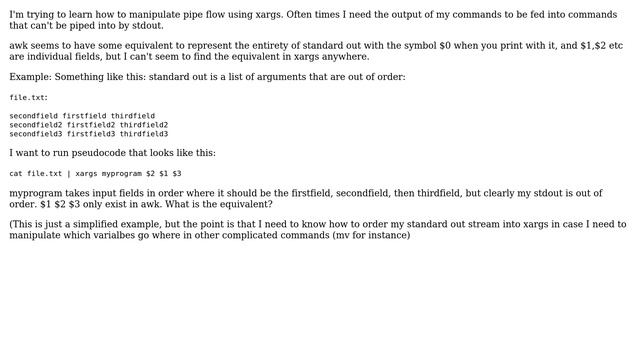 Is there a means of manipulating the order of arguments of stdin when using xargs, much like how... смотреть онлайн