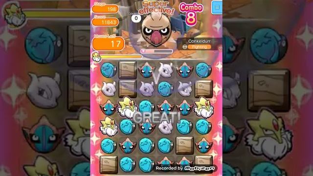 Pokemon Shuffle Stage 198 Conkeldurr S Rank using Wobbuffet смотреть онлайн