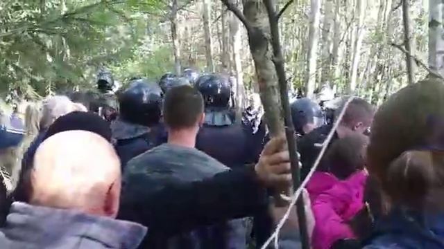 Трасса А108, 235 км... "Хартия" вырубает Лес без документов!!!! Народ протестует но его не слышат!! смотреть онлайн