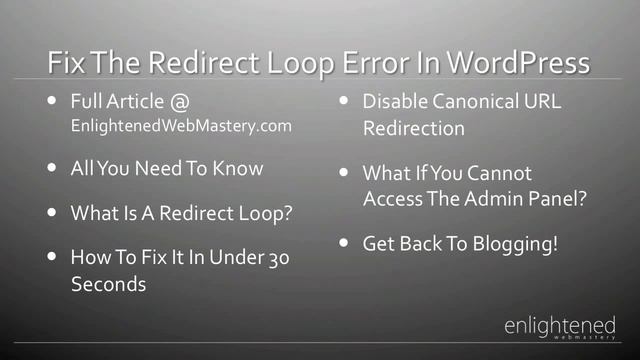 How To Fix The Redirect Loop Error In WordPress смотреть онлайн