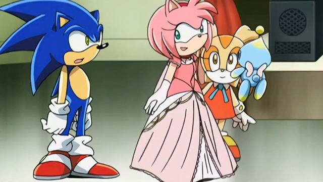 Соник смущается увидев Эми | Сонэми (Sonamy) в аниме Sonic X (Соник Икс) смотреть онлайн