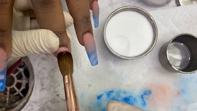 Acrylic marble blue | Nails Tutorial | смотреть онлайн