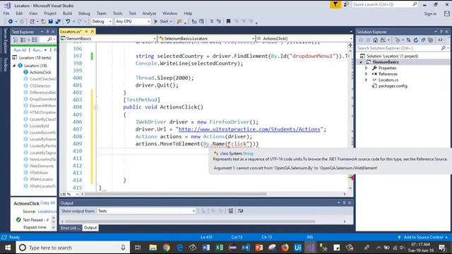 Selenium with C# 24 - Actions class Click() and Click(IWebElement onElement) methods code demo смотреть онлайн