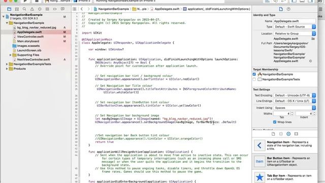 Customize UINavigationBar appearance(color, image, title color) in Swift смотреть онлайн