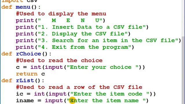 roypaulmca CSV Menu Driven program Part 1 of 6 смотреть онлайн