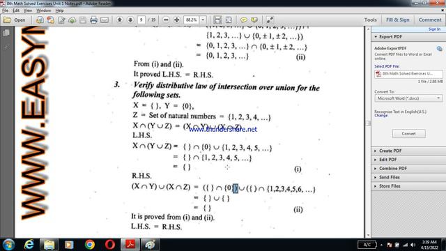 Mathematics for Class 8 Unit 1 operations on sets Exercise 1.3 Question 3 смотреть онлайн