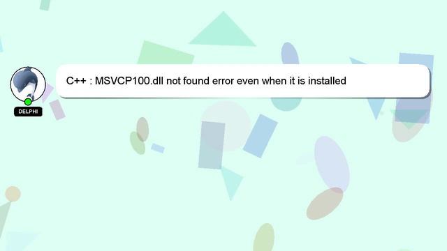C++ : MSVCP100.dll not found error even when it is installed смотреть онлайн