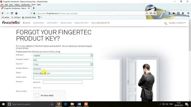 Fingertec || Biometric Device || Product Key Retrieval. смотреть онлайн