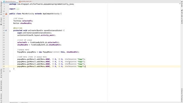 Popup Menu Programatically | Android Studio | Java смотреть онлайн