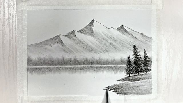 Landscape Sketch | How to draw mountains and lakes with pencil | Drawing Step by Step 素描风景-美丽的湖畔风光 смотреть онлайн
