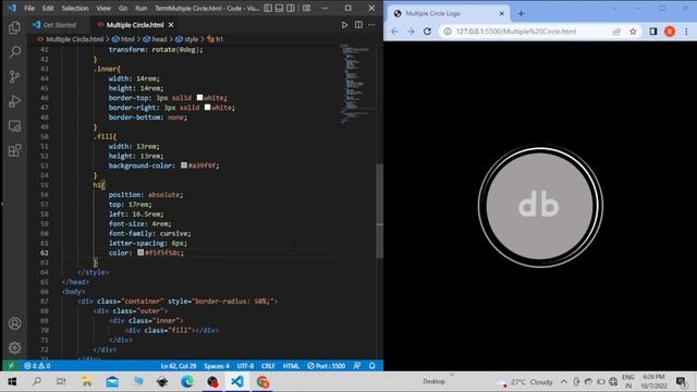 Multiple circle Logo || Color and size animation on hover effect ||CSS, JavaScript || No image used смотреть онлайн