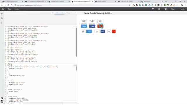Social media CSS+HTML buttons (Codepen, CssDeck and more) смотреть онлайн