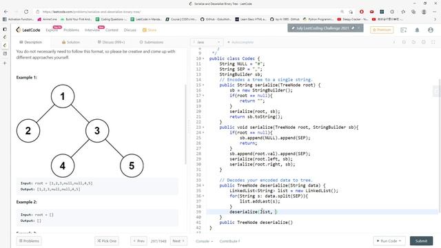 LeetCode 297 | Serialize and Deserialize Binary Tree | Conversion | Java смотреть онлайн