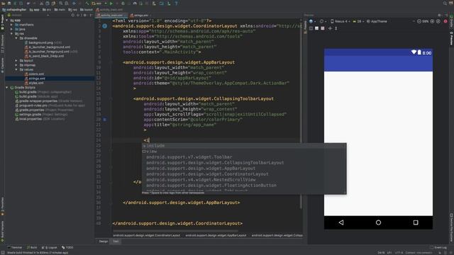 Collapsing Toolbar Layout | Android Studio 3.1.2 смотреть онлайн