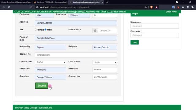 Online Enrollment Management System in PHP DEMO смотреть онлайн